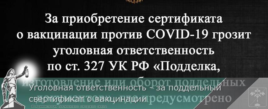 Уголовная ответственность - за поддельный свертификат о вакцинации 